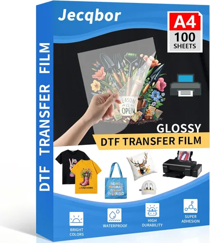 Miniatura 11 de Jecqbor Película de Transferencia DTF de 13 x 19 pulgadas, 120 hojas A3+ Plus de papel PET transparente mate de doble cara, papel DTF para hack