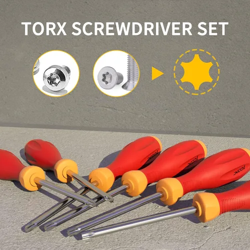 Miniatura 2 de XOOL Juego de destornilladores magnéticos Torx, 12 en 1 con T5 T6 T7 T8 T9 T10 T15 T20 T25 T27 T30 T40, juego de destornilladores estrella