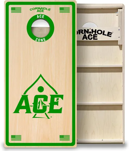 CornholeAce ACE PRO Tablas de Cornhole profesionales, sin rebote, patas anchas triples, madera contrachapada de abedul báltico de 3/4 pulgadas, Verde