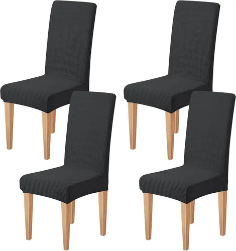 Miniatura 44 de Dioxide Fundas de Silla de Alto Estirar para Sillas de Comedor, Juego de Fundas de Silla de Comedor Lavables de 4, Fundas de Asiento de Silla
