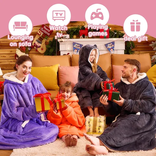 Miniatura 7 de yescool Manta de vestir con capucha para niños, regalos de cumpleaños para niñas adolescentes, para niños de 8 a 15 años, sudadera de gran