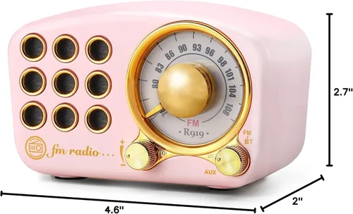 Miniatura 9 de Altavoz Bluetooth retro, radio FM Radio-Greadio vintage con estilo clásico antiguo, fuerte mejora de graves, volumen fuerte, conexión inalámbrica