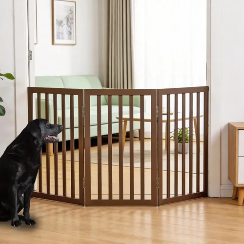 Miniatura 33 de Puerta para perros para interiores, valla independiente para perros, para la casa, puertas, pasillos o escaleras, puerta para mascotas plegable