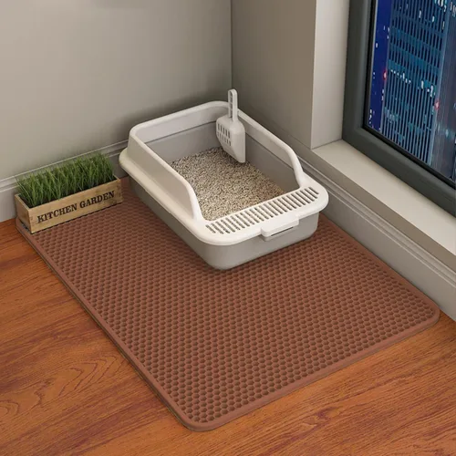 Miniatura 7 de HCY&WLD Tapete para arena de gatos, 45x26/35x24/30x22/24x18 pulgadas, tapete de doble capa para caja de arena de gatos, EVA antideslizante