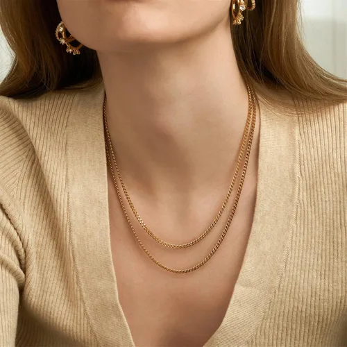 Miniatura 3 de EASYSO Cadena de eslabones cubanos de oro para hombres y mujeres collares de acero inoxidable de 14 quilates para niños 4680394in de ancho