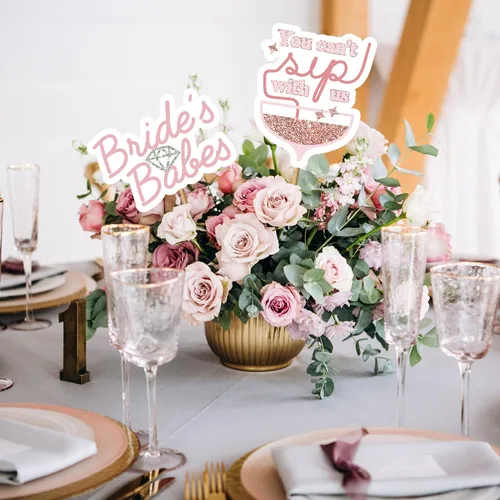 Miniatura 3 de Accesorios para cabina de fotos de despedida de soltera totalmente montados, juego de 32 letreros de oro rosa, rosa y plata, suministros