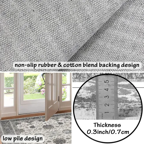 Miniatura 5 de Alfombra bohemia de 1 pies 4 x 2 pies, antideslizante, para interiores, alfombra pequeña lavable para entrada, alfombra bohemia de pelo bajo