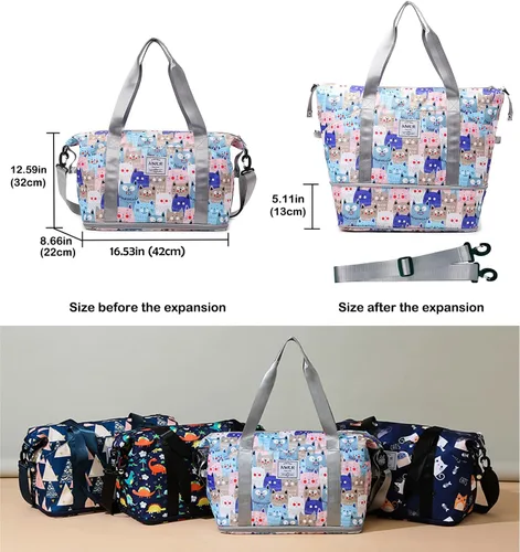 Miniatura 7 de Bolsa de viaje expandible, bolsa de viaje para el fin de semana, bolsa de gimnasio para mujer