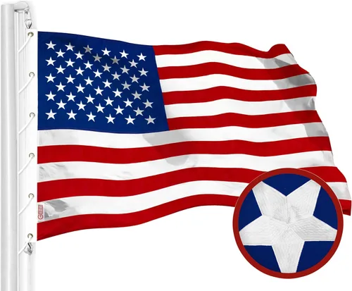 Miniatura 12 de G128 Bandera de EE. UU. 10 x 15 pies Serie StormFlyer, poliéster hilado 220 GSM bordado Bandera del país, estrellas bordadas, rayas cosidas