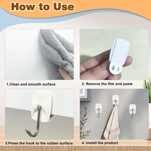 Miniatura 3 de Ganchos pequeños de alambre para pared, 24 ganchos + 26 tiras adhesivas, ganchos de pared colgantes sin daños con tiras adhesivas, ganchos adhesivos