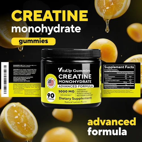 Miniatura 8 de VitaUp - Gomitas de monohidrato de creatina para hombres y mujeres – Creatina monohidrato fabricada en Estados Unidos para hombres 5000 mg por