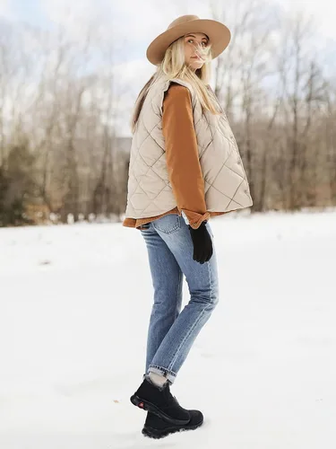 Miniatura 6 de SHIBEVER Botas de nieve de invierno para mujer botas de tobillo con forro de piel cálida negra y cómodas e impermeables para exteriores