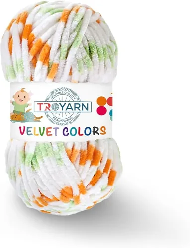 Miniatura 26 de TROYARN Hilo de lana de terciopelo en colores (paquete de 3 madejas) Chenille para manta Amigurumi, hilo para crochet y punto súper voluminoso 3x100