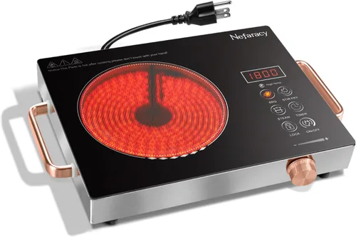 Miniatura 13 de Placa de cocina eléctrica, 2 quemadores, estufa eléctrica de 110 V 2000 W con control de perilla, encimera eléctrica radiante de 12 pulgadas e
