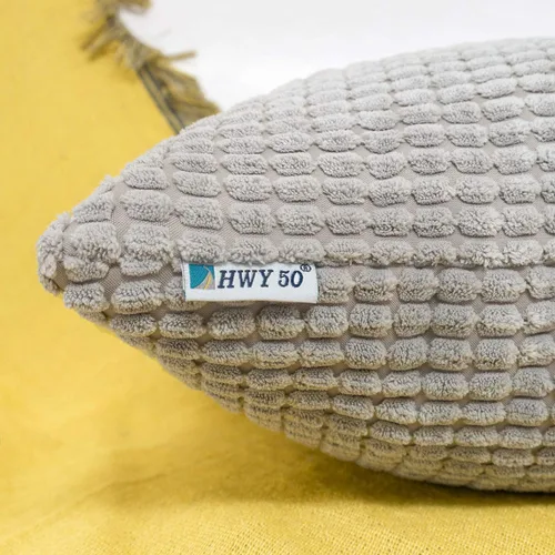 Miniatura 3 de HWY 50 Juego de 2 fundas de cojín de pana gris claro de 16 x 16 pulgadas, fundas decorativas suaves y sólidas para sofá, cama, sala de estar