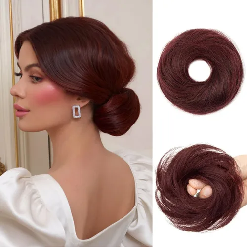 Miniatura 26 de Moño de Cabello Humano 100%, Moño Desordenado Pieza de Cabello Extensiones de Cabello Humano Real Moño de Cabello Rizado Natural Piezas de Cabello