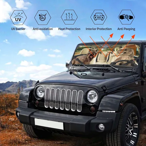 Miniatura 6 de YOSA Yosa - Parasol para parabrisas de automóvil, diseño de dinosaurios, para ventana delantera, para camioneta, SUV, bloquea los rayos UV, mantiene