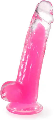 Consolador rosa realista, consolador de 7.6 pulgadas que brilla en la oscuridad con ventosa fuerte, juguetes sexuales suaves para hombres, mujeres y