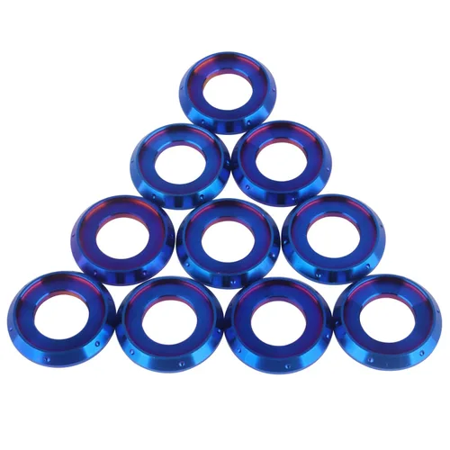 Miniatura 7 de 10Pcs Arandela de brida de titanio M5 M6 M8 M10 para motocicleta y automóvil (Negro, M8)