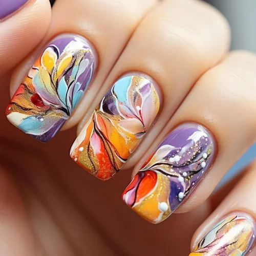 Miniatura 19 de Uñas postizas cuadradas cortas a presión, uñas postizas de color rosa, de cobertura completa, uñas postizas con purpurina plateada con diseños