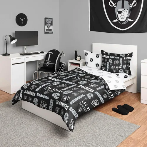 FOCO Juego de ropa de cama unisex para adultos con logotipo del equipo de la NFL, sábanas y fundas de almohada, juego de ropa de cama de 5 piezas