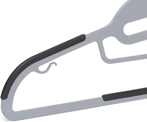 Miniatura 4 de Amazon Basics Perchas de plástico con revestimiento de goma antideslizante que ahorran espacio con gancho giratorio de 360°, delgado, gris, paquete