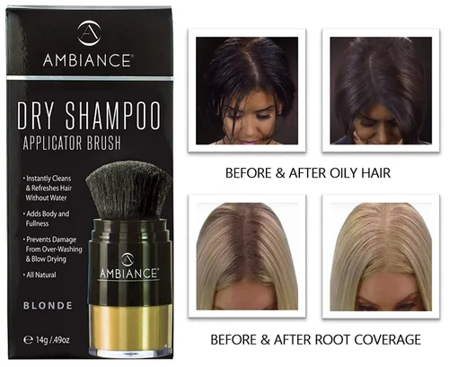 Miniatura 9 de Ambiance - Champú seco natural en polvo y cepillo para cabello rubio, champú teñido de tamaño de viaje sin aerosol, no tóxico, sin benceno