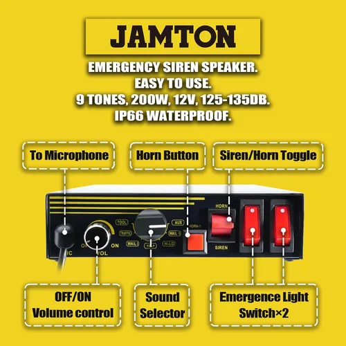 Miniatura 3 de Sistema de sirena de policía de emergencia de 200 W, 12 V, 9 tonos, bocina de altavoz delgada, micrófono de mano, para vehículos de emergencia