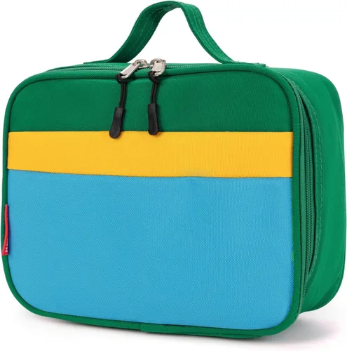 Lonchera térmica para niños y niñas, tamaño estándar para la escuela, verde y azul