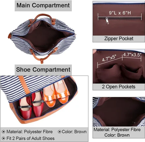 Miniatura 6 de Bodaon Bolsa de fin de semana con tiras de compartimento para zapatos