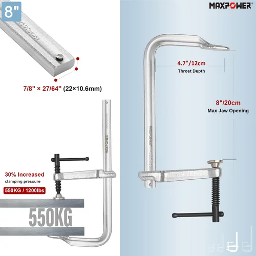 Miniatura 5 de MAXPOWER Abrazaderas F de servicio ligero para soldadura de 4", 8", 8" y 12", paquete de 4