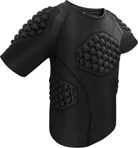Miniatura 2 de Topeter Camiseta acolchada de fútbol para jóvenes, camisetas de compresión para niños, con almohadillas de costilla/pecho/hombro/espalda
