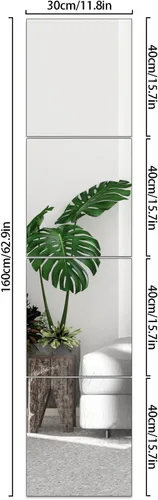 Miniatura 2 de 4 hojas de espejo acrílicas, azulejos de espejo autoadhesivos de 8 x 12 pulgadas, sin marco, azulejos de espejo de cuerpo completo para pared