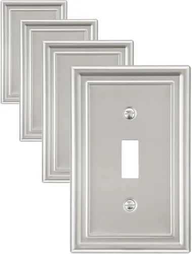 Miniatura 28 de Paquete de 2 placas decorativas de pared, placa de cubierta de toma de corriente eléctrica de níquel satinado para receptáculo, interruptor