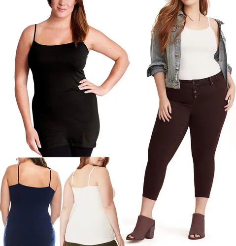 Miniatura 97 de Emmalise Camisola larga casual básica para mujer, con tirantes ajustables, top en capas