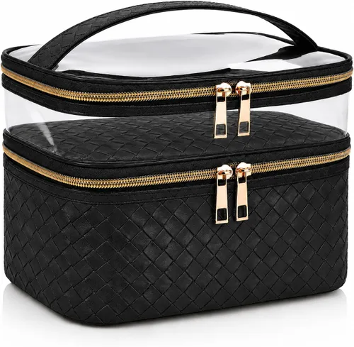 Miniatura 18 de Bolsa de maquillaje, 3 piezas de piel sintética, bolsa de maquillaje de viaje, bolsa de cosméticos para mujeres y niñas