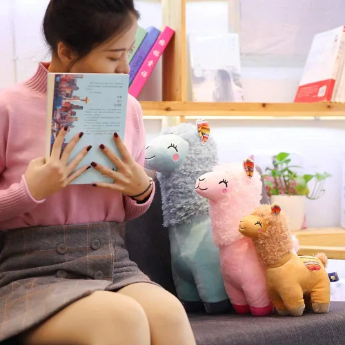 Miniatura 7 de Peluche de alpaca, lindos juguetes de peluche de alpaca, peluches esponjosos, regalo de peluche de llama para niños y amantes en Navidad, Marrón