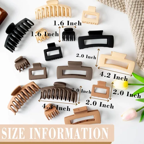 Miniatura 2 de Pinzas Premium para el Cabello para Mujeres: Pinzas de Garra con Lazo para Cabello Grueso y Delgado, Pinzas Grandes Antideslizantes con Lazo en Negro