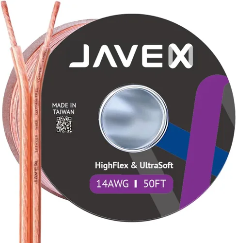 Miniatura 4 de JAVEX Cable de alambre de altavoz de audio calibre 16 AWG (15.24 M), [OFC Cobre libre de oxígeno] Cable plano delgado para audio estéreo automotriz