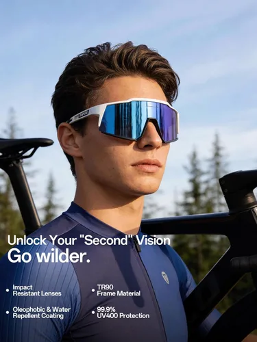 Miniatura 3 de KAPVOE Gafas polarizadas con 1 lente o 4 lentes de protección UV para mujeres y hombres, gafas de sol para ciclismo, marco TR90, para deportes