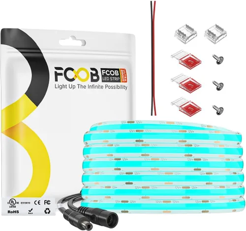 Miniatura 21 de Tira de luces LED COB DC24V de 16.4 pies, 6000 K, blanco frío, 320 LED, flexible, de alta densidad, uniforme, brillante, 9W/m, CRI90+ regulable