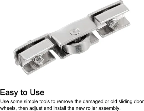 Miniatura 4 de uxcell Rodillo de acero inoxidable para puerta corrediza de patio con rodamientos de rueda de bola para puerta de vidrio, paquete de 2