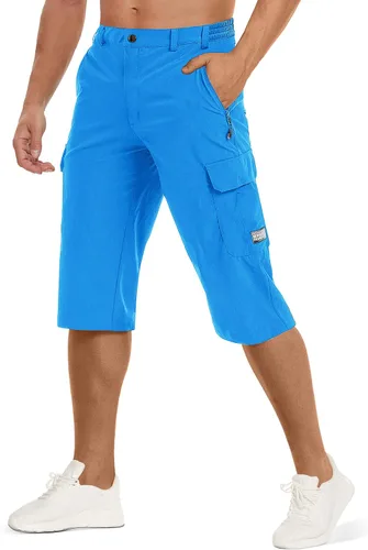 TACVASEN Pantalones cortos tipo cargo de senderismo de secado rápido para hombre, 5 bolsillos, 34, debajo de la rodilla, pantalones capri