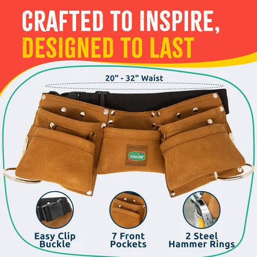 Miniatura 2 de Cinturón de herramientas SparkJump para niños marrón, cinturón de herramientas de cuero ajustable para niños pequeños y niños, disfraz de Cinturón