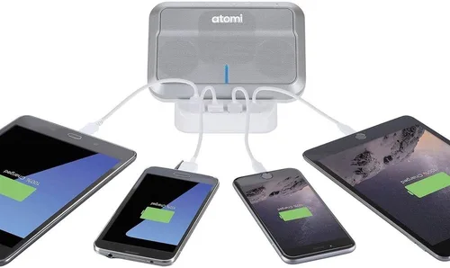Miniatura 3 de Atomi Sound Hub - Altavoz inalámbrico Bluetooth portátil más estación de carga USB de 4 puertos