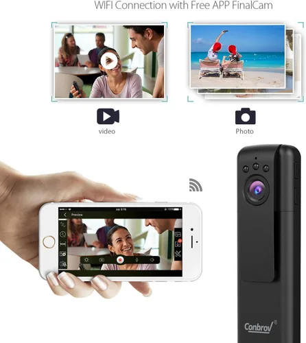 Miniatura 3 de Cámara inalámbrica Wifi de 1080P HD para niñera con visión nocturna, grabadora de cámara corporal portátil con transmisión en vivo en tiempo real