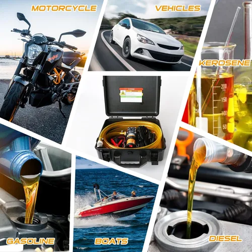 Miniatura 7 de Kit de bomba de transferencia de combustible Steauty 12V 75W, mueve hasta 110 galones de gasolina o diésel por hora, con tubo de combustible de alta