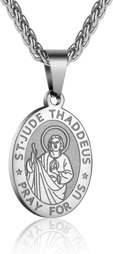 Miniatura 144 de P. BLAKE Collar ovalado de San Cristóbal, Miguel, José, Jude/Virgen María/José/Francisco/Patrick/Anthony/Benedict/Thomas para hombres y mujeres