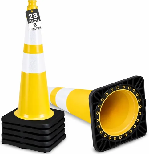 Miniatura 10 de BESEA Paquete de 4 conos de tráfico azules de 12 pulgadas con collar reflectante de 4 pulgadas, conos de seguridad de PVC resistentes con base