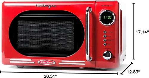 Miniatura 8 de Nostalgia Horno microondas retro compacto para encimera, 0.7 pies cúbicos, 700 vatios con pantalla digital LED, bloqueo para niños, interior fácil